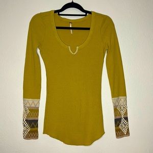 Free People Kombucha Cuff Thermal Long Sleeve in Lemongrass